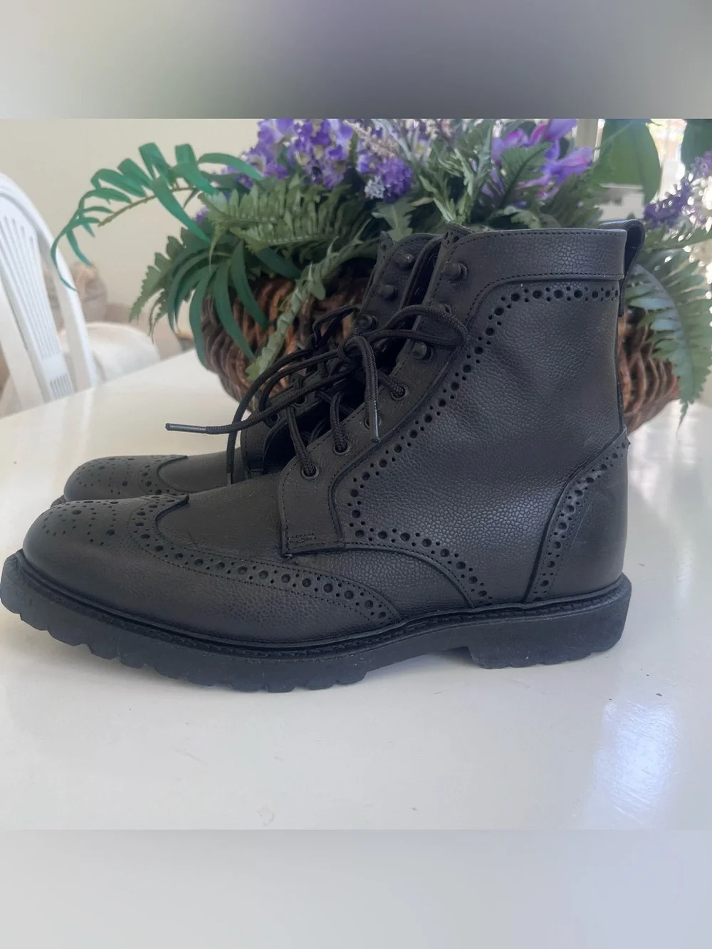 Allen Edmonds Handcrafted USA Men 10.5 3 E Black Leather Wingtip Dress Boot $400